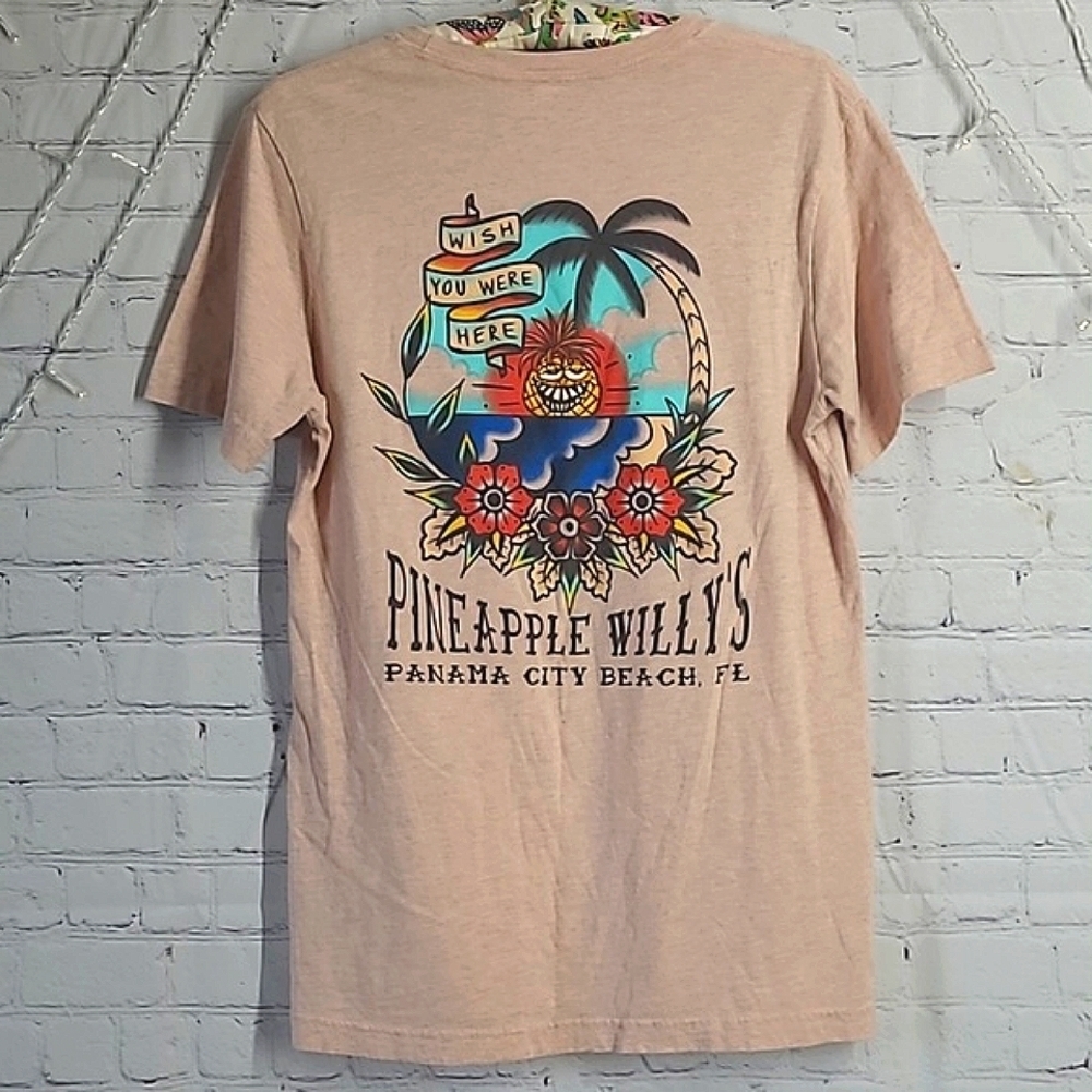 Pineapple Willy's Panama City Beach Florida Traditional Tattoo Print Tee Tshirt